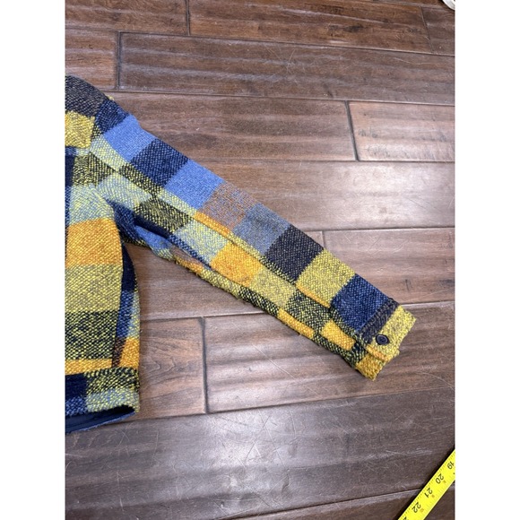 House Of Harlow 1960 Cropped Jacket Flannel Shacket | Blue Yellow | Size Medium - Picture 12 of 16
